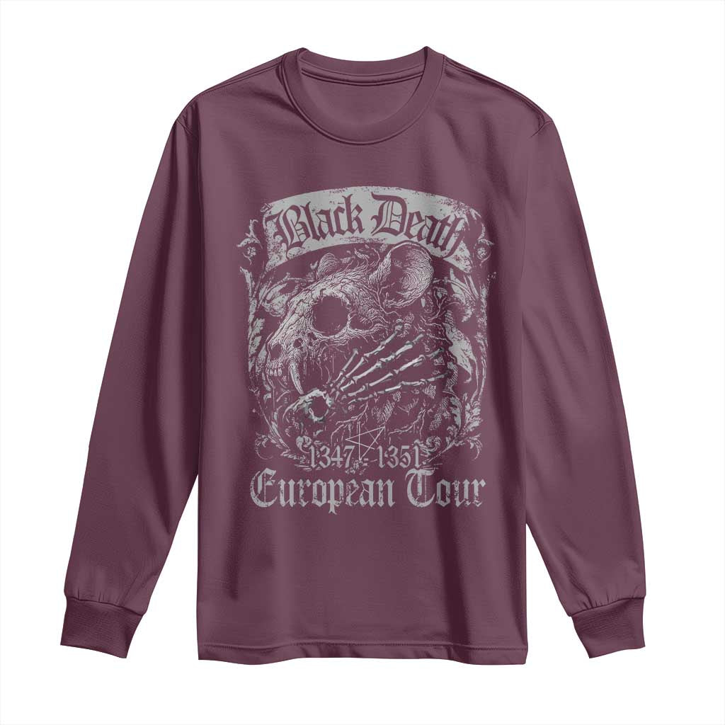 Black Death European Tour Long Sleeve Shirt Plague Rat Medieval History Gothic - Wonder Print Shop