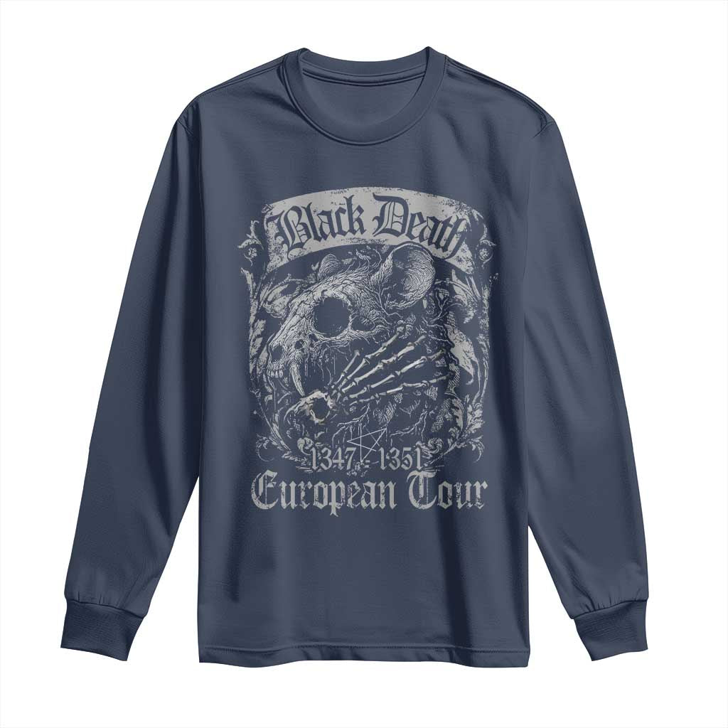 Black Death European Tour Long Sleeve Shirt Plague Rat Medieval History Gothic - Wonder Print Shop