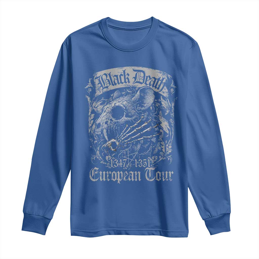 Black Death European Tour Long Sleeve Shirt Plague Rat Medieval History Gothic - Wonder Print Shop