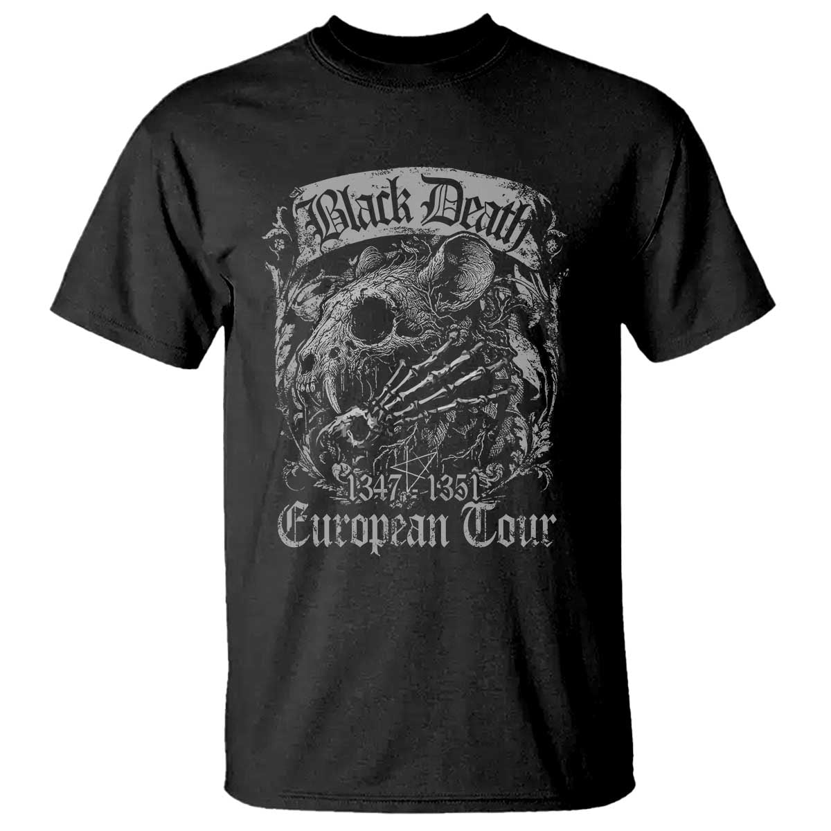 Black Death European Tour T Shirt Plague Rat Medieval History Gothic - Wonder Print Shop