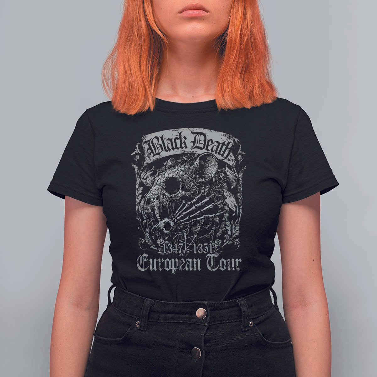 Black Death European Tour T Shirt For Women Plague Rat Medieval History Gothic - Wonder Print Shop
