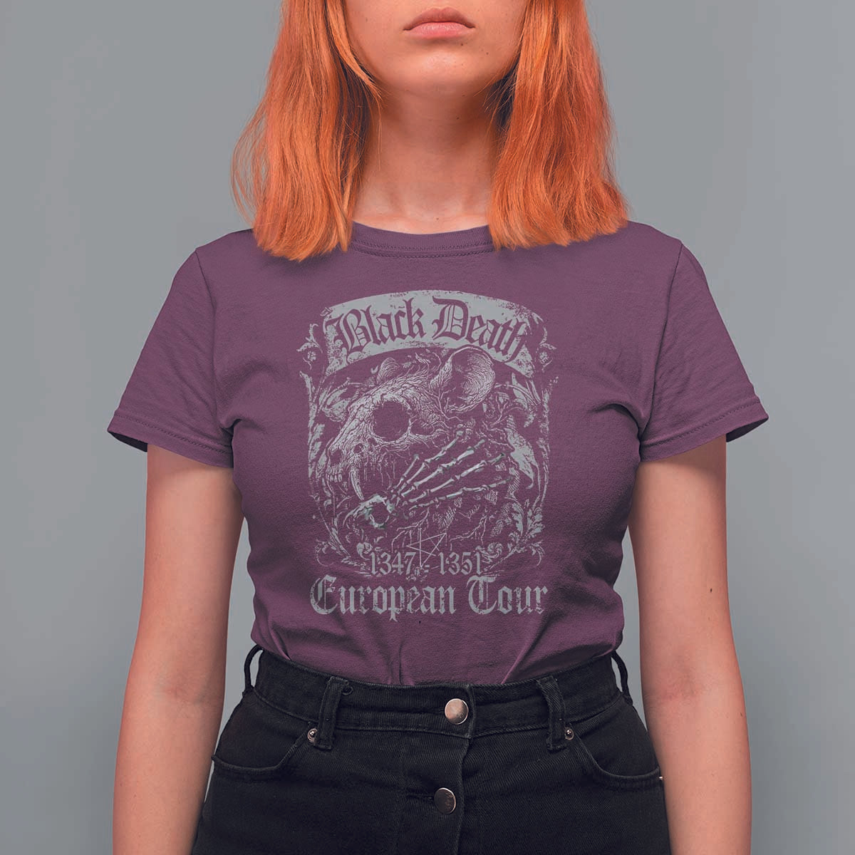 Black Death European Tour T Shirt For Women Plague Rat Medieval History Gothic - Wonder Print Shop