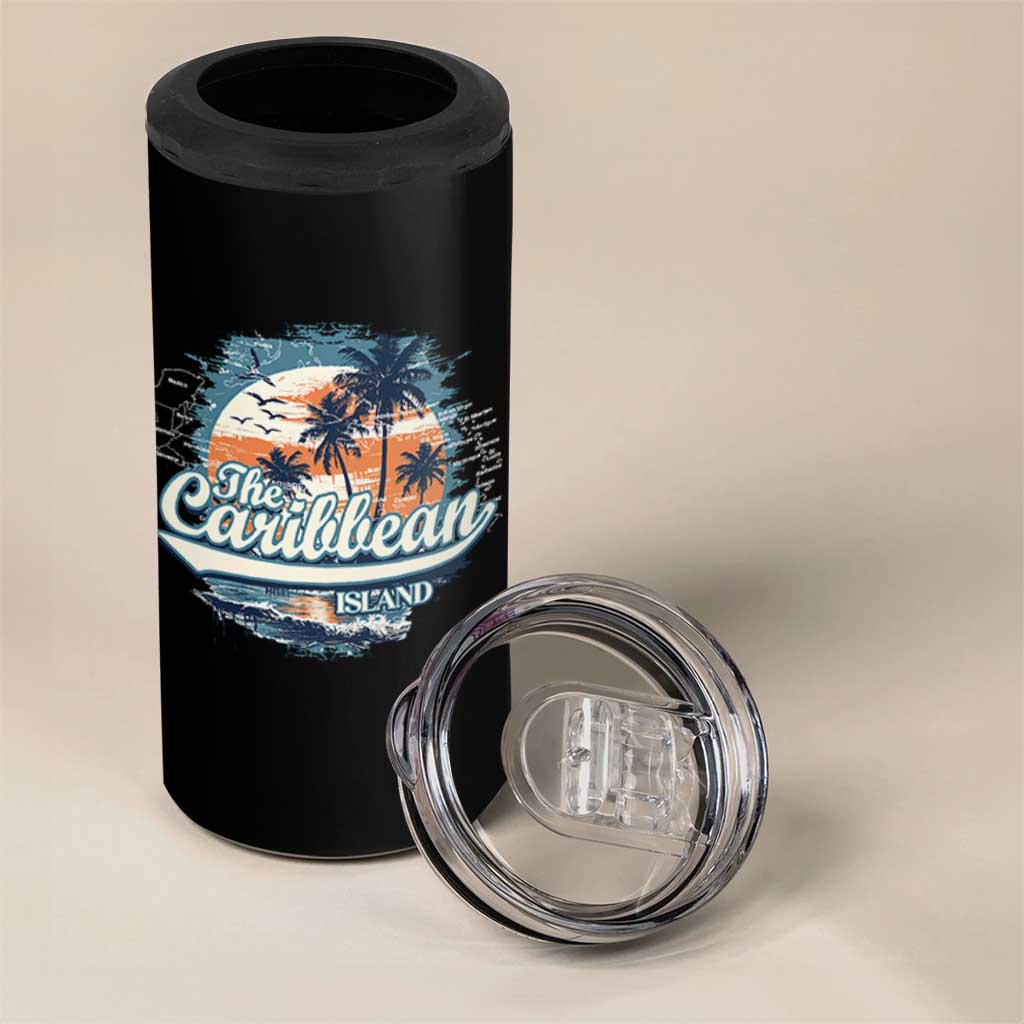 Funny The Caribbean Islands 4 in 1 Can Cooler Tumbler Caribbean Sea Tour Summer Vacation - Wonder Print Shop