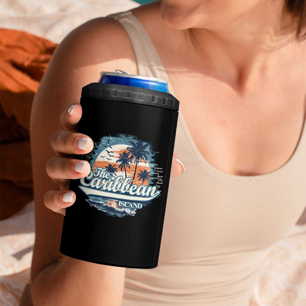 Funny The Caribbean Islands 4 in 1 Can Cooler Tumbler Caribbean Sea Tour Summer Vacation - Wonder Print Shop