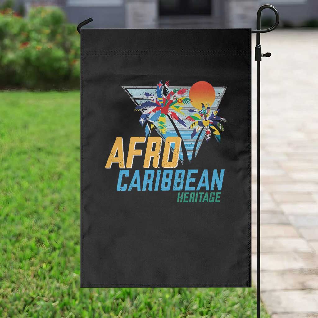 Funny Afro Caribbean Heritage Garden Flag Caribbean Island Pride Flags Palm Tree - Wonder Print Shop