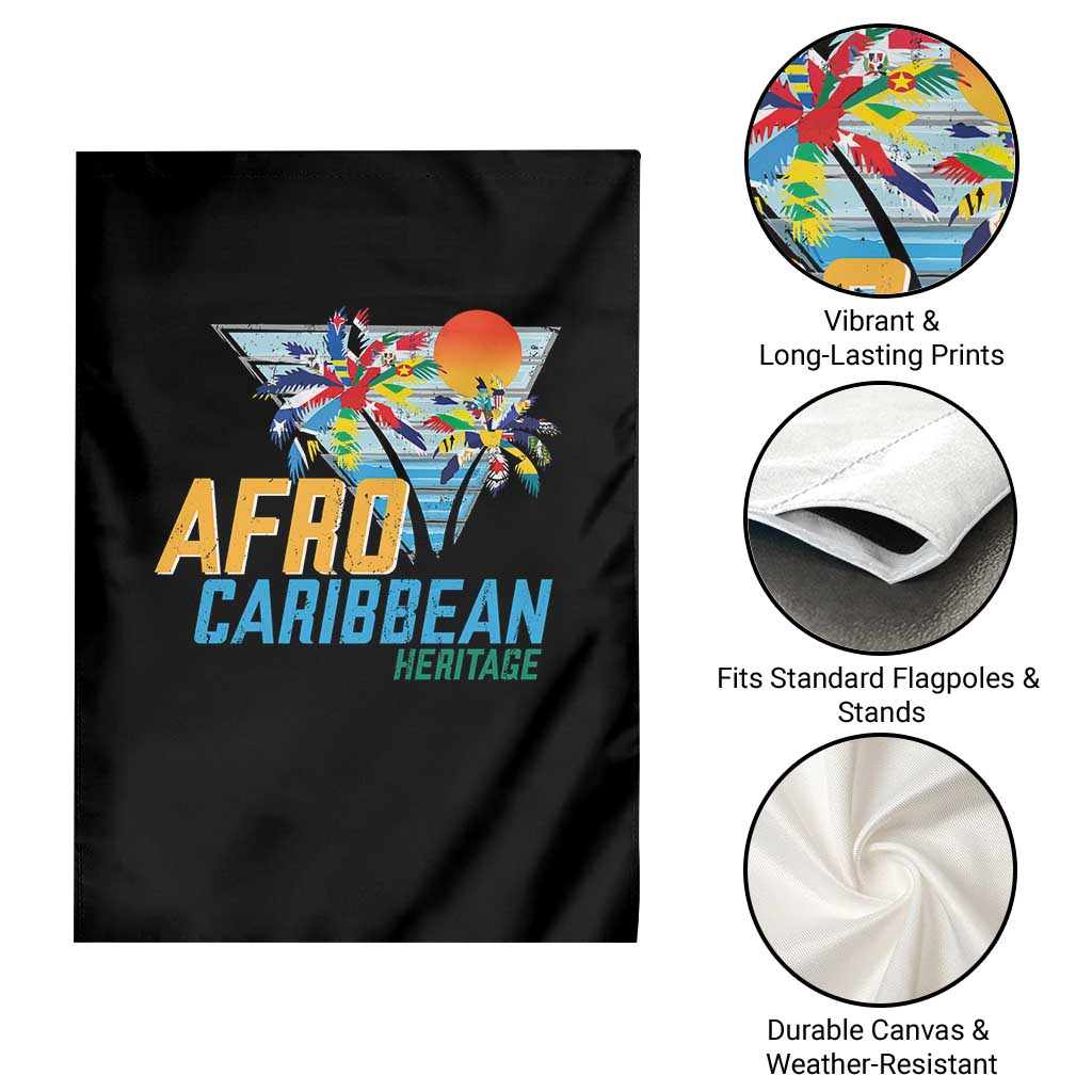 Funny Afro Caribbean Heritage Garden Flag Caribbean Island Pride Flags Palm Tree - Wonder Print Shop