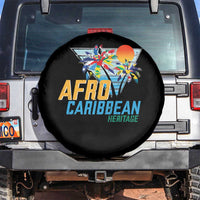 Funny Afro Caribbean Heritage Spare Tire Cover Caribbean Island Pride Flags Palm Tree - Wonder Print Shop
