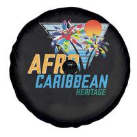 Funny Afro Caribbean Heritage Spare Tire Cover Caribbean Island Pride Flags Palm Tree - Wonder Print Shop
