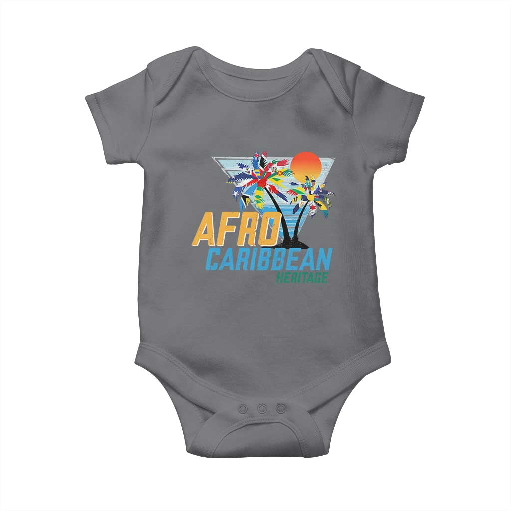 Funny Afro Caribbean Heritage Baby Onesie Caribbean Island Pride Flags Palm Tree - Wonder Print Shop