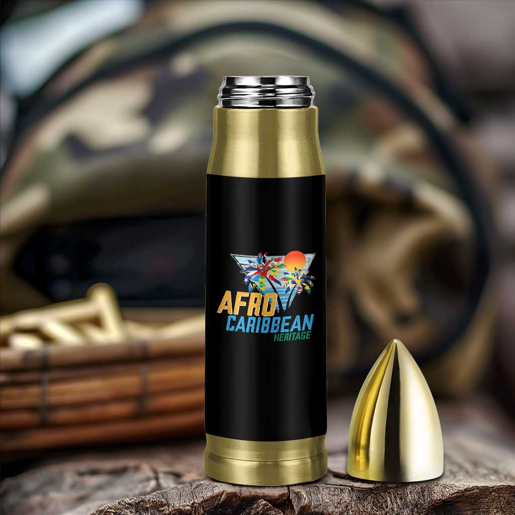 Funny Afro Caribbean Heritage Bullet Tumbler Caribbean Island Pride Flags Palm Tree - Wonder Print Shop