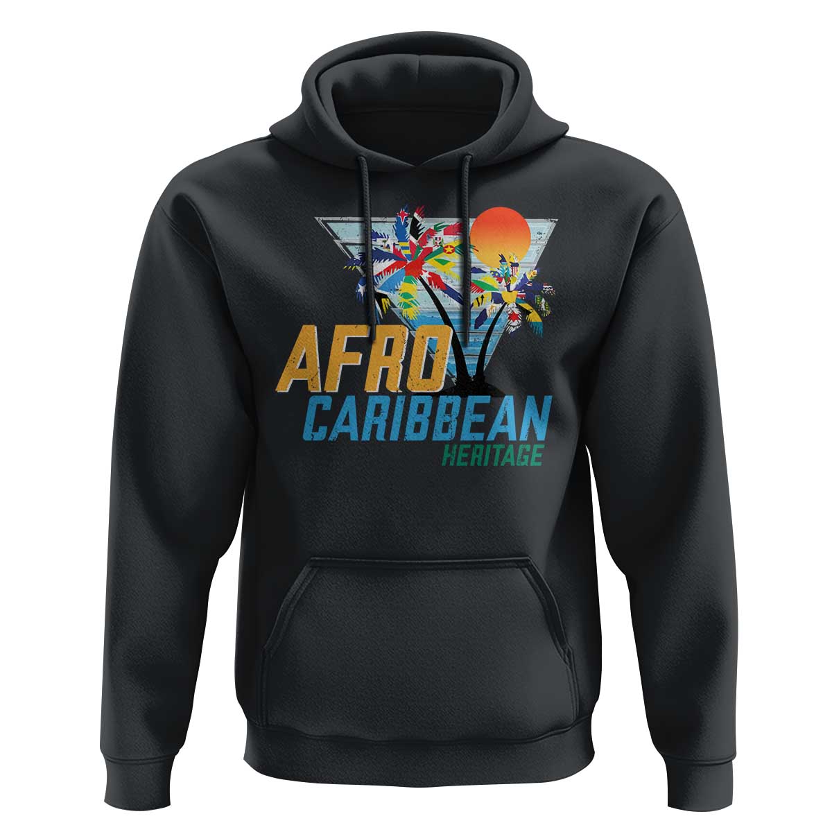 Funny Afro Caribbean Heritage Hoodie Caribbean Island Pride Flags Palm Tree - Wonder Print Shop