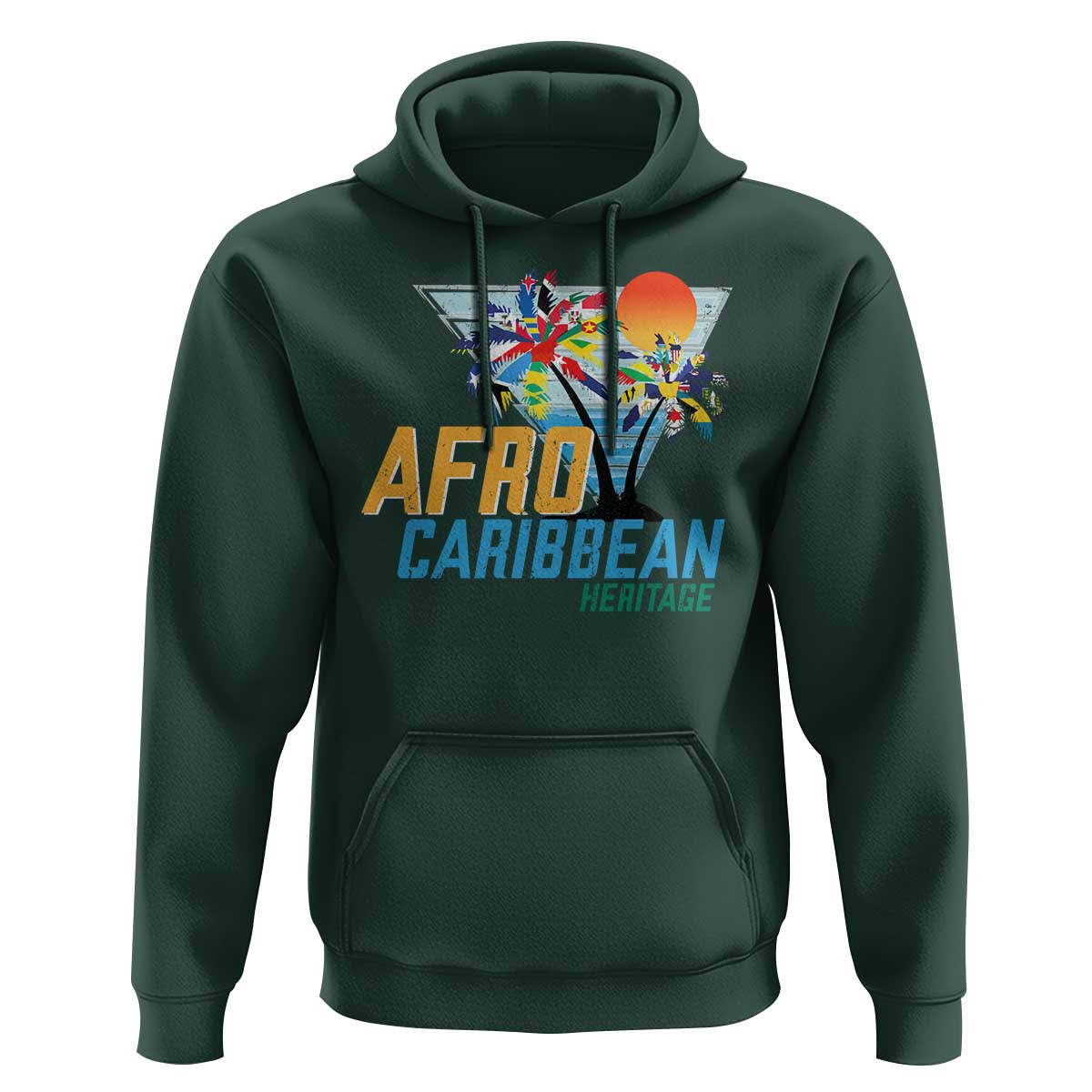 Funny Afro Caribbean Heritage Hoodie Caribbean Island Pride Flags Palm Tree - Wonder Print Shop