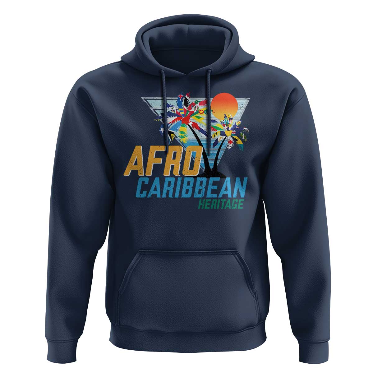 Funny Afro Caribbean Heritage Hoodie Caribbean Island Pride Flags Palm Tree - Wonder Print Shop