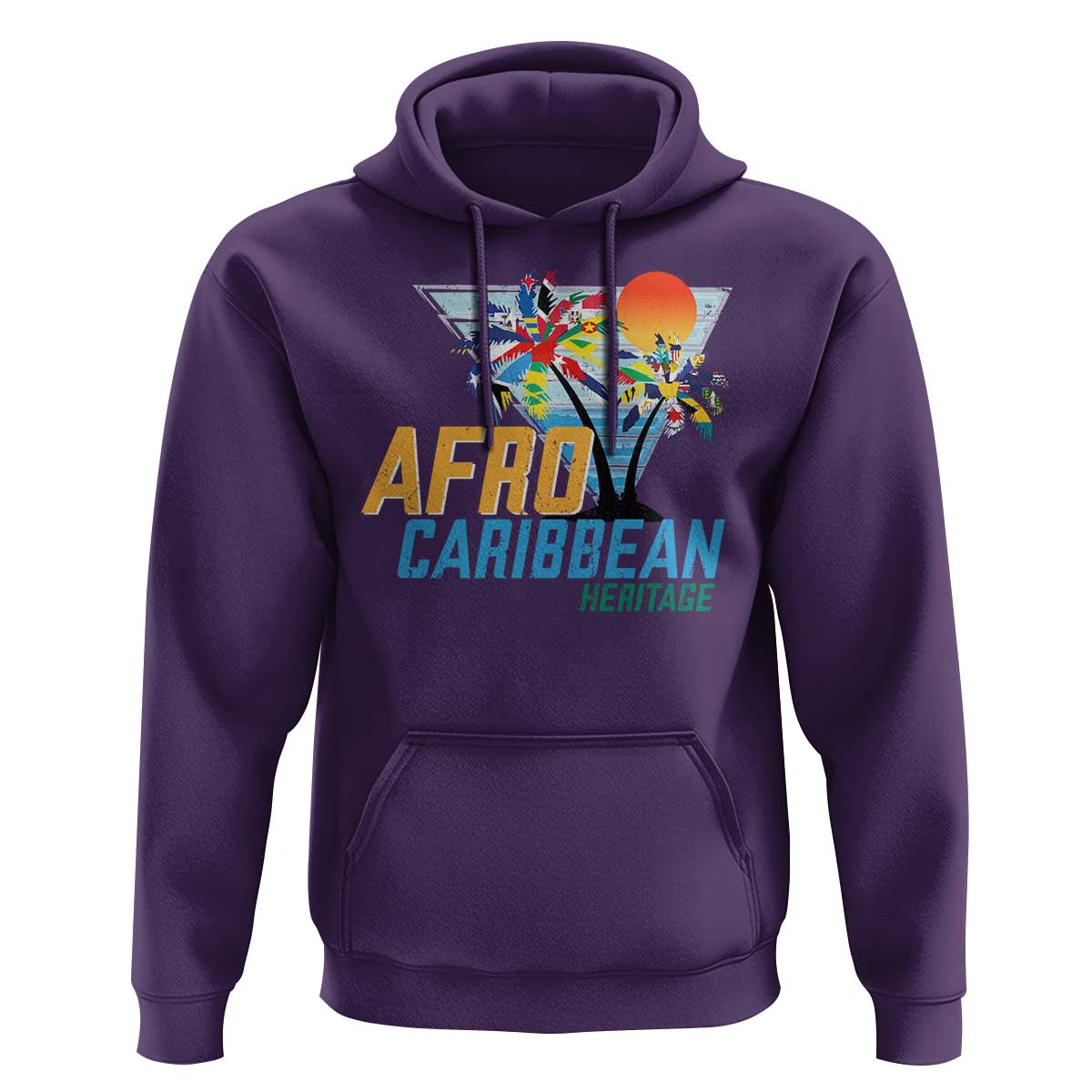 Funny Afro Caribbean Heritage Hoodie Caribbean Island Pride Flags Palm Tree - Wonder Print Shop