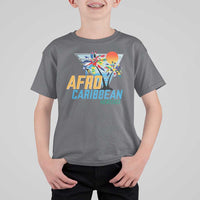 Funny Afro Caribbean Heritage T Shirt For Kid Caribbean Island Pride Flags Palm Tree - Wonder Print Shop