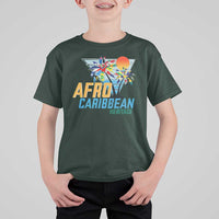 Funny Afro Caribbean Heritage T Shirt For Kid Caribbean Island Pride Flags Palm Tree - Wonder Print Shop