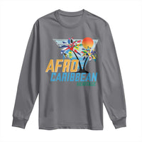 Funny Afro Caribbean Heritage Long Sleeve Shirt Caribbean Island Pride Flags Palm Tree - Wonder Print Shop