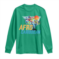 Funny Afro Caribbean Heritage Long Sleeve Shirt Caribbean Island Pride Flags Palm Tree - Wonder Print Shop