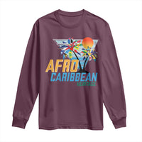 Funny Afro Caribbean Heritage Long Sleeve Shirt Caribbean Island Pride Flags Palm Tree - Wonder Print Shop