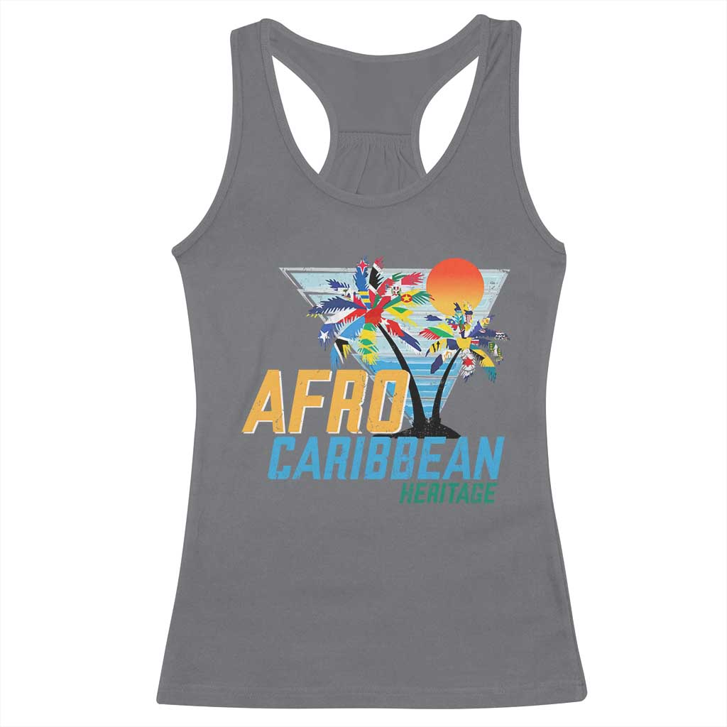 Funny Afro Caribbean Heritage Racerback Tank Top Caribbean Island Pride Flags Palm Tree - Wonder Print Shop