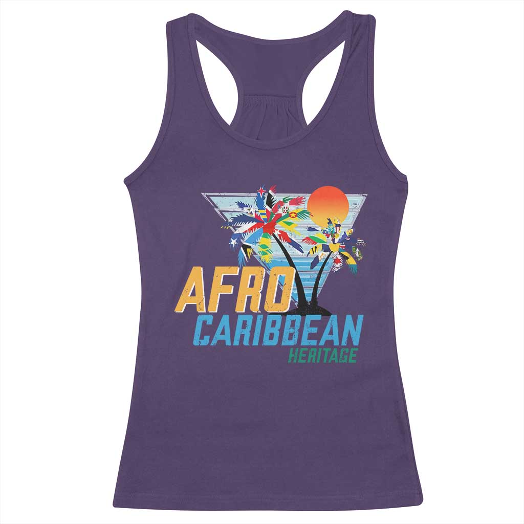 Funny Afro Caribbean Heritage Racerback Tank Top Caribbean Island Pride Flags Palm Tree - Wonder Print Shop