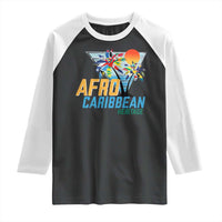 Funny Afro Caribbean Heritage Raglan Shirt Caribbean Island Pride Flags Palm Tree - Wonder Print Shop