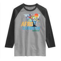 Funny Afro Caribbean Heritage Raglan Shirt Caribbean Island Pride Flags Palm Tree - Wonder Print Shop