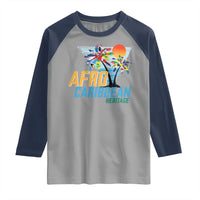 Funny Afro Caribbean Heritage Raglan Shirt Caribbean Island Pride Flags Palm Tree - Wonder Print Shop