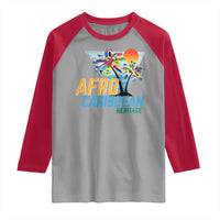 Funny Afro Caribbean Heritage Raglan Shirt Caribbean Island Pride Flags Palm Tree - Wonder Print Shop