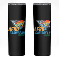 Funny Afro Caribbean Heritage Skinny Tumbler Caribbean Island Pride Flags Palm Tree - Wonder Print Shop