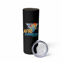 Funny Afro Caribbean Heritage Skinny Tumbler Caribbean Island Pride Flags Palm Tree - Wonder Print Shop