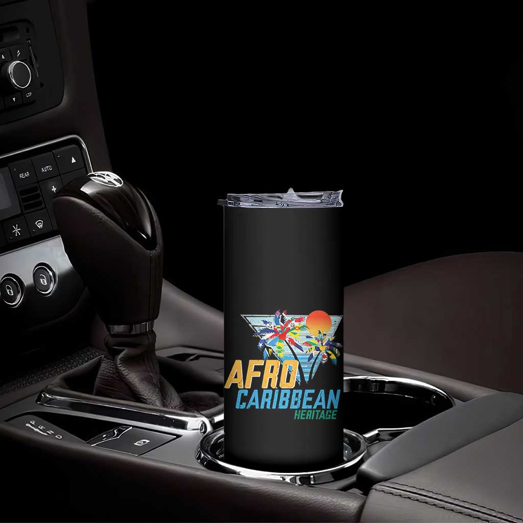 Funny Afro Caribbean Heritage Skinny Tumbler Caribbean Island Pride Flags Palm Tree - Wonder Print Shop