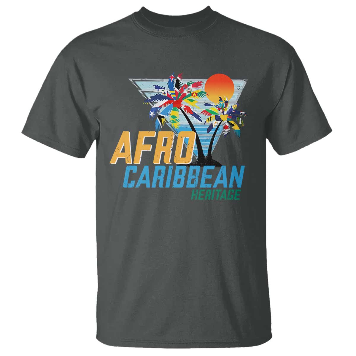 Funny Afro Caribbean Heritage T Shirt Caribbean Island Pride Flags Palm Tree - Wonder Print Shop