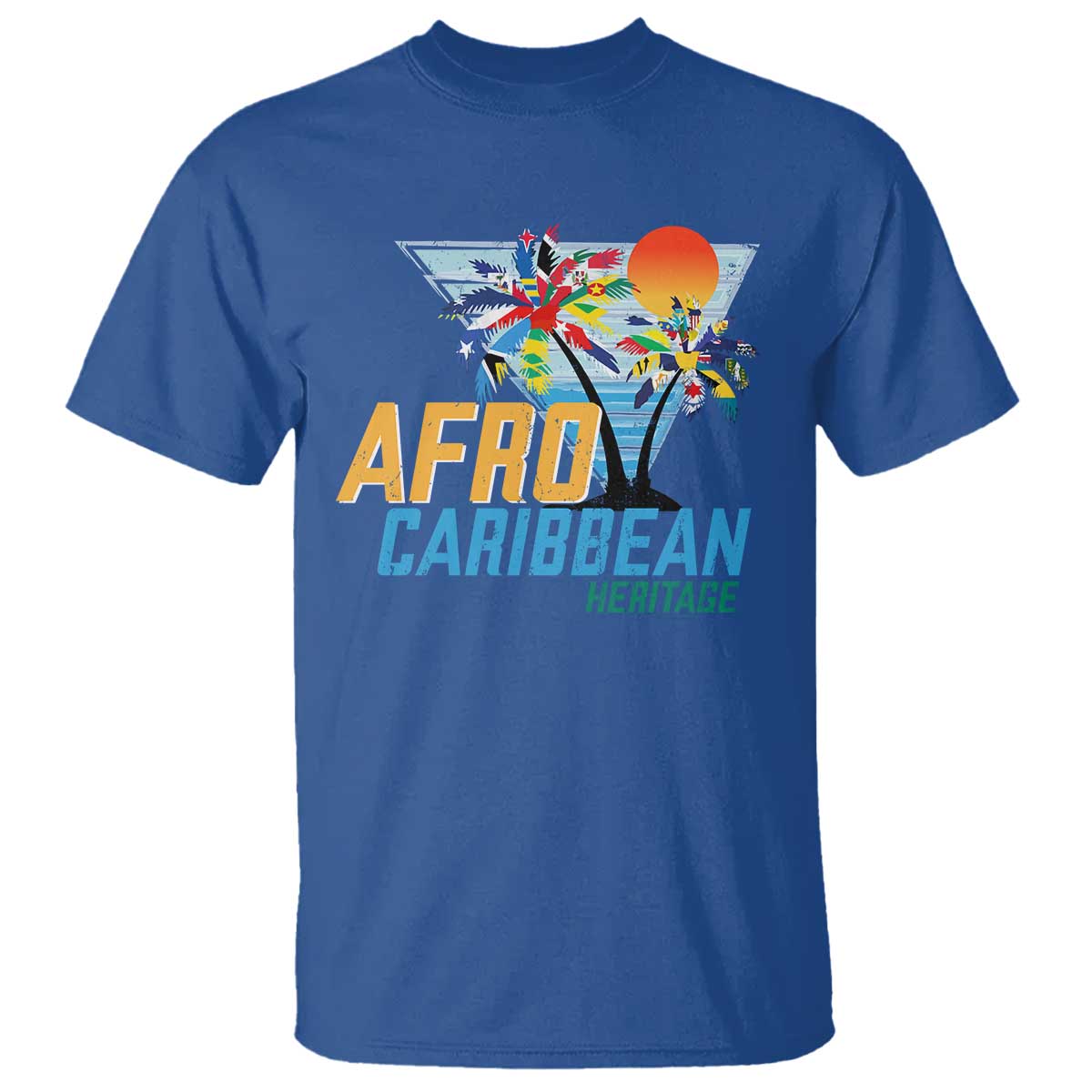 Funny Afro Caribbean Heritage T Shirt Caribbean Island Pride Flags Palm Tree - Wonder Print Shop