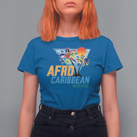 Funny Afro Caribbean Heritage T Shirt For Women Caribbean Island Pride Flags Palm Tree - Wonder Print Shop