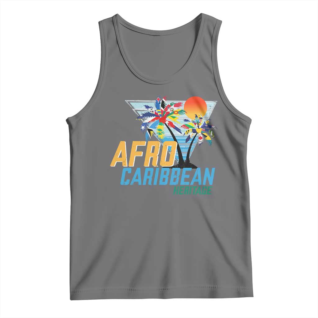 Funny Afro Caribbean Heritage Tank Top Caribbean Island Pride Flags Palm Tree - Wonder Print Shop