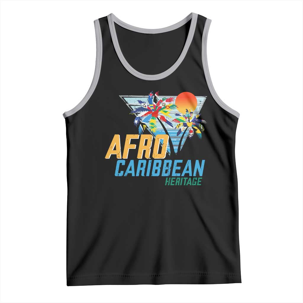 Funny Afro Caribbean Heritage Tank Top Caribbean Island Pride Flags Palm Tree - Wonder Print Shop