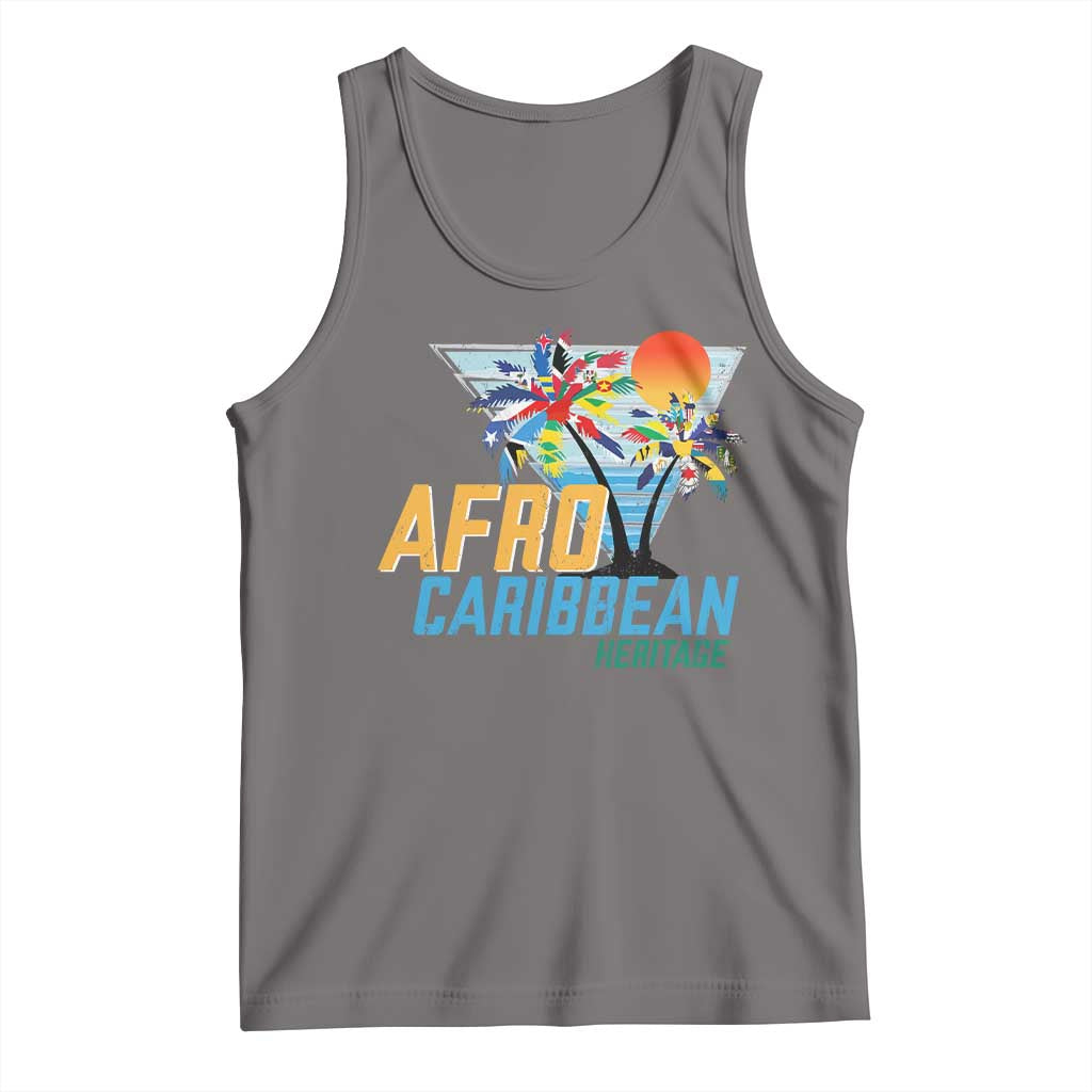 Funny Afro Caribbean Heritage Tank Top Caribbean Island Pride Flags Palm Tree - Wonder Print Shop
