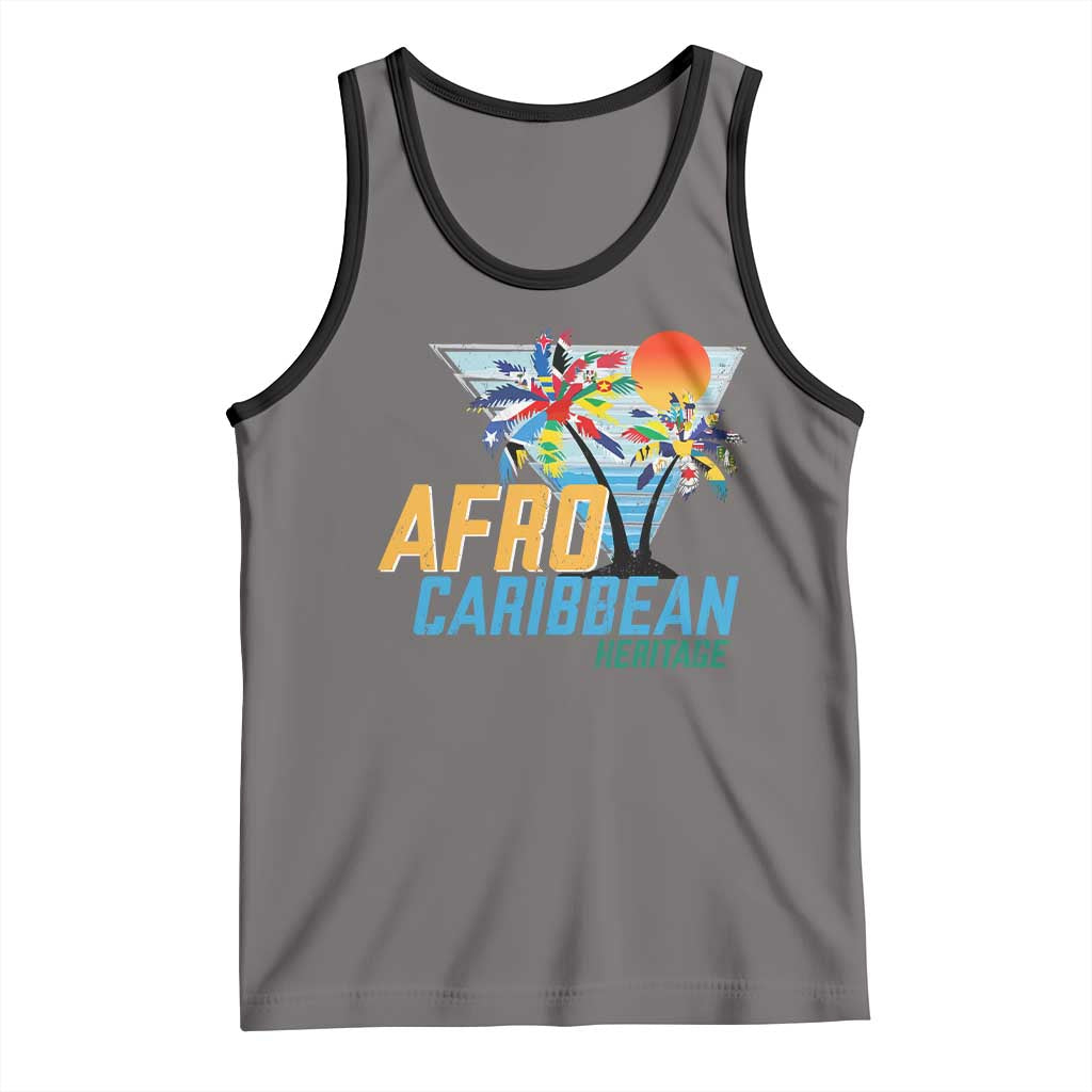 Funny Afro Caribbean Heritage Tank Top Caribbean Island Pride Flags Palm Tree - Wonder Print Shop