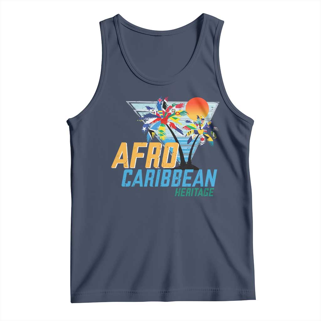 Funny Afro Caribbean Heritage Tank Top Caribbean Island Pride Flags Palm Tree - Wonder Print Shop