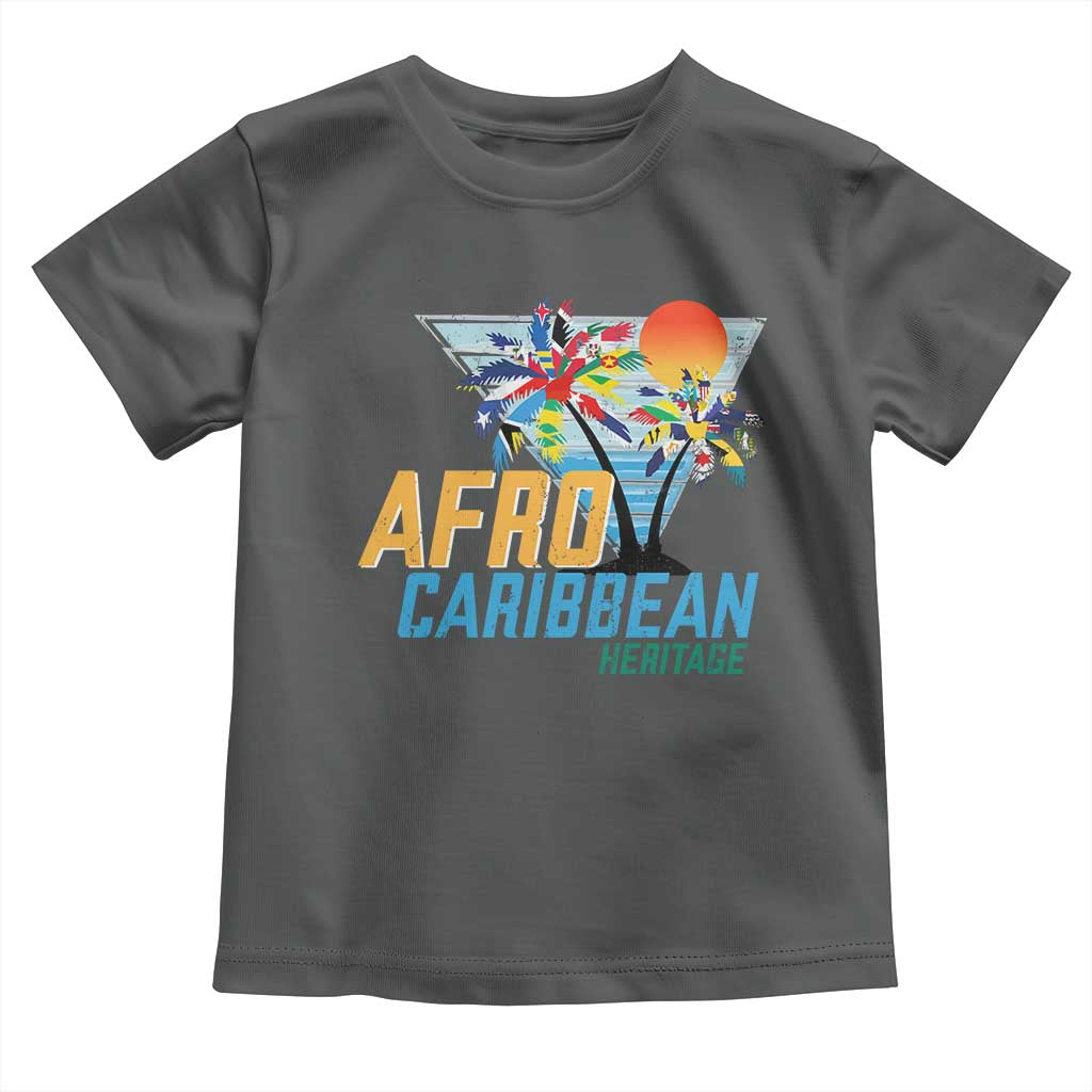 Funny Afro Caribbean Heritage Toddler T Shirt Caribbean Island Pride Flags Palm Tree - Wonder Print Shop