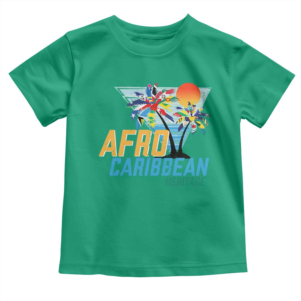 Funny Afro Caribbean Heritage Toddler T Shirt Caribbean Island Pride Flags Palm Tree - Wonder Print Shop