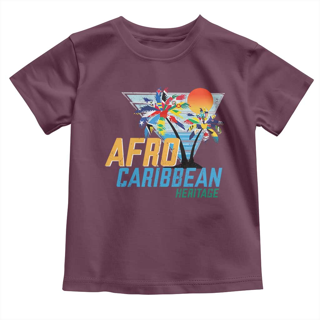 Funny Afro Caribbean Heritage Toddler T Shirt Caribbean Island Pride Flags Palm Tree - Wonder Print Shop