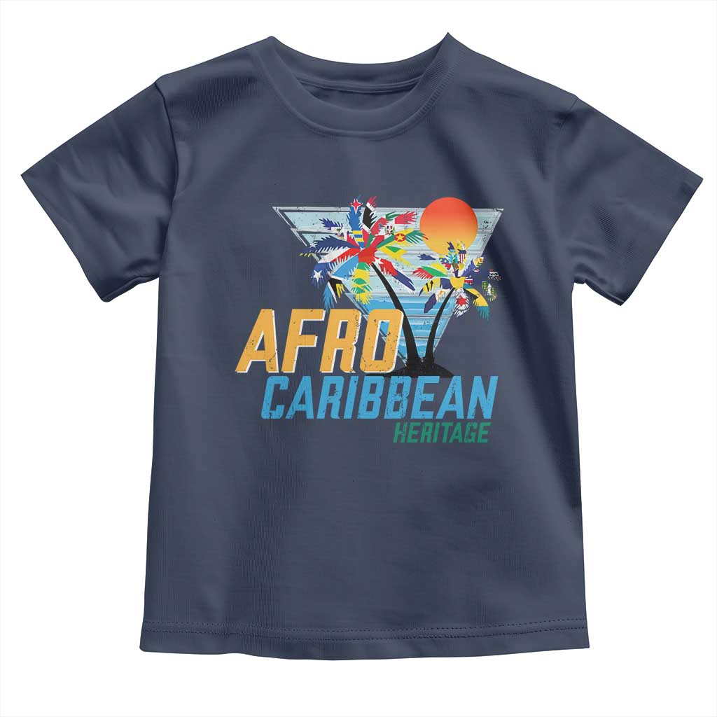 Funny Afro Caribbean Heritage Toddler T Shirt Caribbean Island Pride Flags Palm Tree - Wonder Print Shop