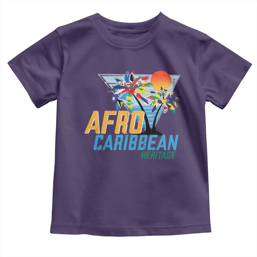 Funny Afro Caribbean Heritage Toddler T Shirt Caribbean Island Pride Flags Palm Tree - Wonder Print Shop