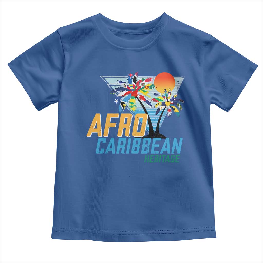Funny Afro Caribbean Heritage Toddler T Shirt Caribbean Island Pride Flags Palm Tree - Wonder Print Shop