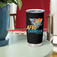 Funny Afro Caribbean Heritage Tumbler Cup Caribbean Island Pride Flags Palm Tree - Wonder Print Shop