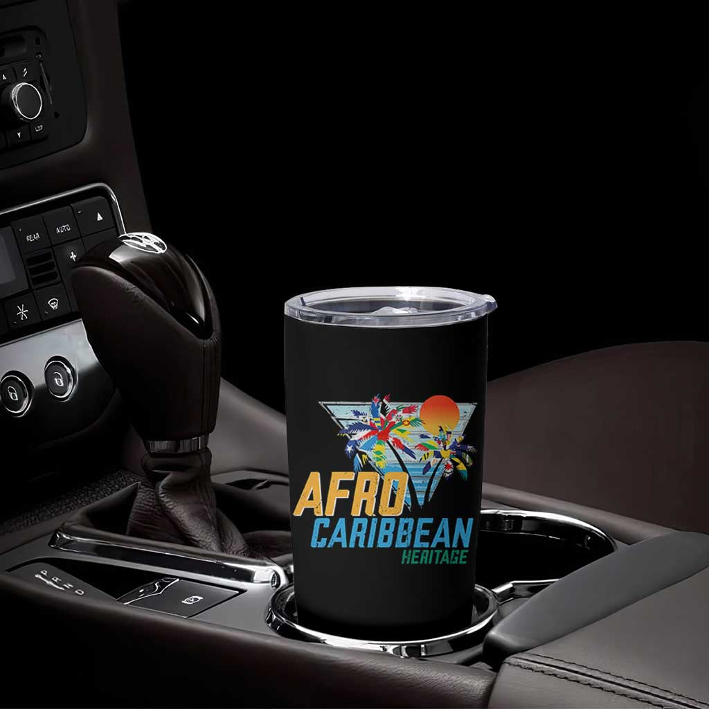 Funny Afro Caribbean Heritage Tumbler Cup Caribbean Island Pride Flags Palm Tree - Wonder Print Shop