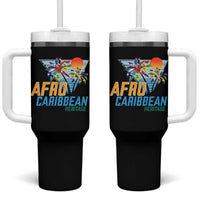 Funny Afro Caribbean Heritage Tumbler With Handle Caribbean Island Pride Flags Palm Tree - Wonder Print Shop
