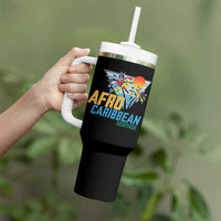 Funny Afro Caribbean Heritage Tumbler With Handle Caribbean Island Pride Flags Palm Tree - Wonder Print Shop